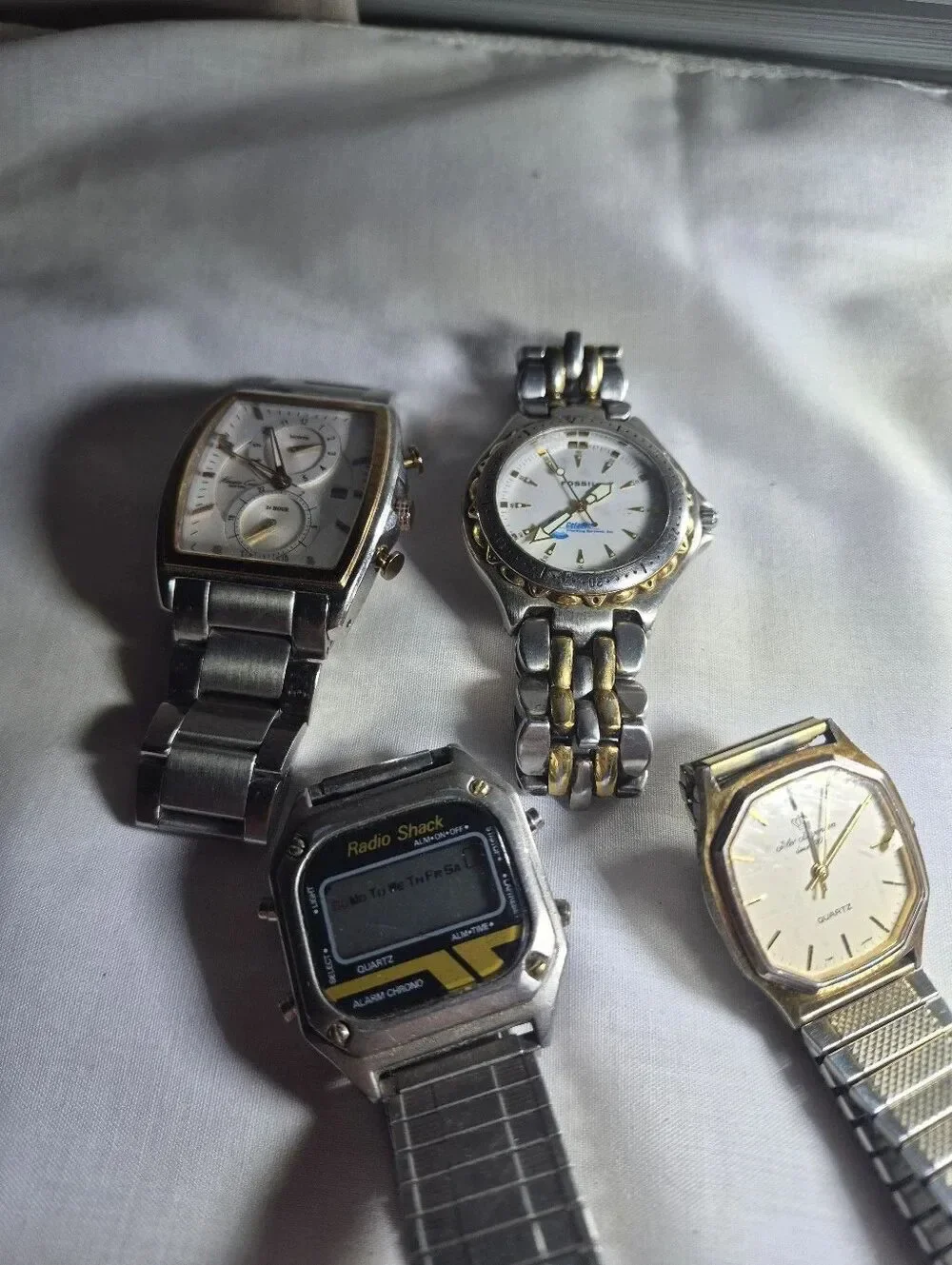 Vintage Watch Lot of 4 - Radio Shack, Kenneth Cole, Fossil, Seiko Style